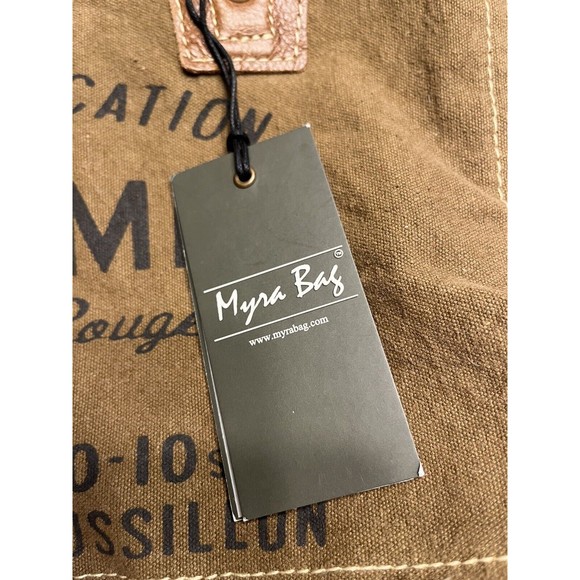 NWT Myra Bags Upcycled Canvas Handbag Sel De Mer Beige Fringe Tote Leather - Picture 4 of 16